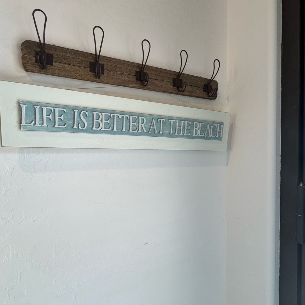 Life Is Better at the Beach Coastal Wall Sign light blue EUC